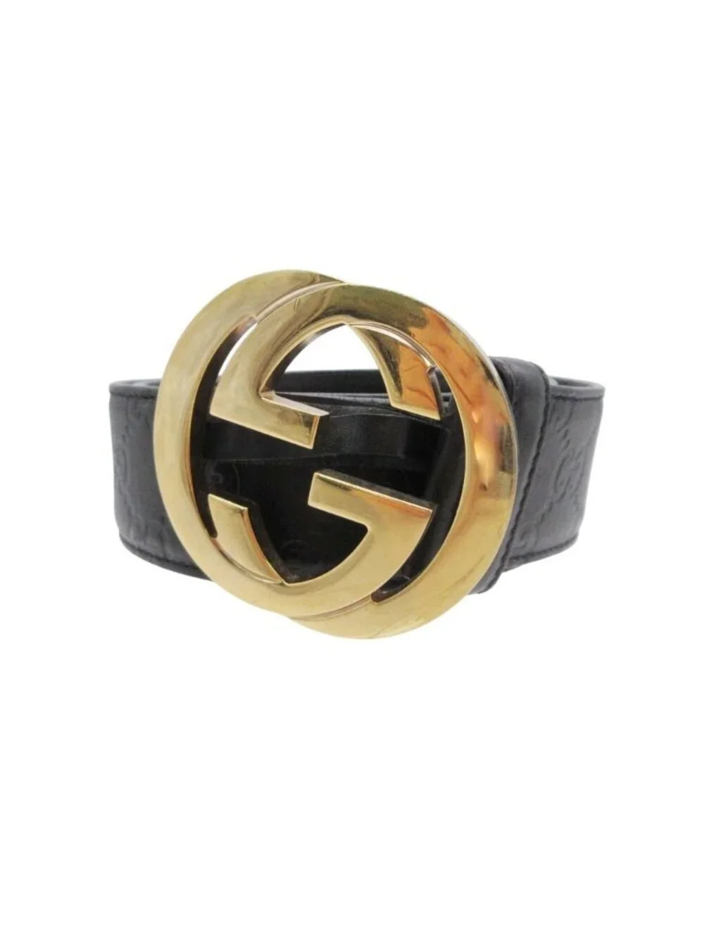 Gucci Belt Leather Interlocking GG Guccissima Black